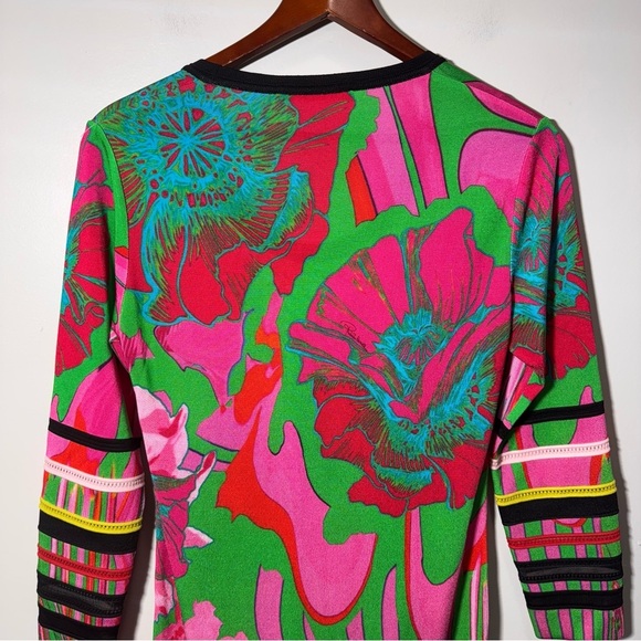 Roberto Cavalli Printed Scoop Neck Long Sleeve Mini Dress Size 44/ Size 8 - Picture 8 of 16